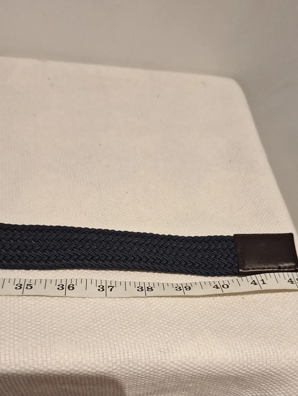 Larsson & Co. Woven Corded Navy Stretch Belt with Brass Buckle